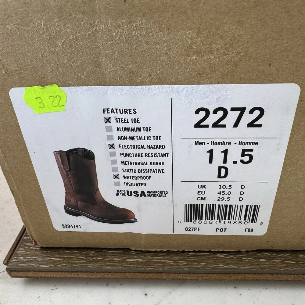 RED WING DynaForce 2272 Men's Sz 11.5D Steel Toe Waterproof Work Boots EH USA